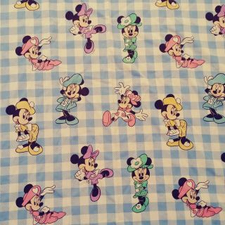 Vintage Disney Minnie Mouse Twin Flat Bed Sheet Multicolor Plaid Made In Usa
