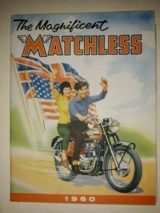 Vintage Matchless Motorcycle 1960 Double Sided Broucher And Poster