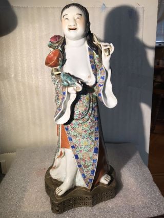Antique Chinese Asian Porcelain Statue Figure Figurine Liuhai W/ Frog