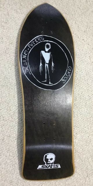 Rare Vintage Duane Peters Skateboard Deck Skull Skates 80s Nos