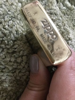 Vintage Zippo Lighter Solid brass Made USA 3
