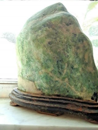 Big Fine Chinese Gongshi Scholars Green Jade Stone /rock,  Wuyue Sacred Mountains