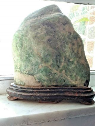 Big Fine Chinese Gongshi Scholars Green Jade Stone /Rock,  Wuyue Sacred Mountains 3