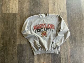 Vtg Maryland Terps Terrapins Champion Crewneck Sweatshirt S