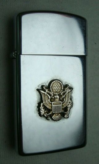 Zippo With Great Seal Of The Usa Emblem Polished Chrome Slim Lighter 1989 94