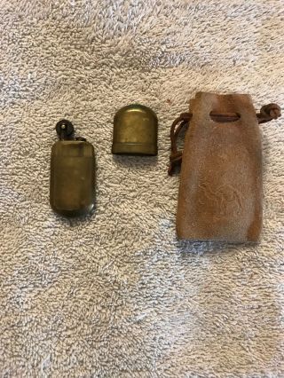Vintage Camel Brass No.  5 Trench Lighter W/ Leather Pouch (vietnam Era)