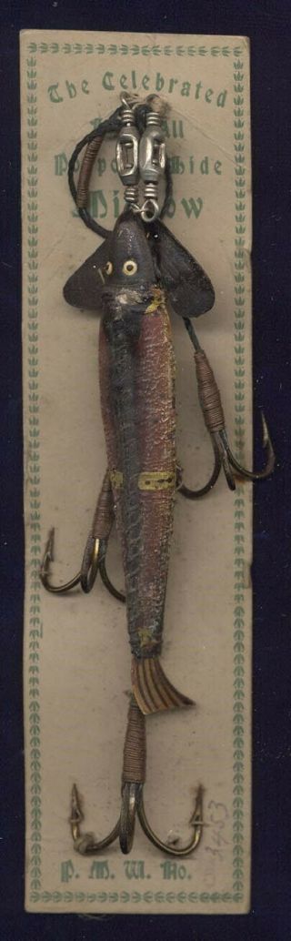 Antique Pflueger Porpoise Hide Fishing Lure,  Early 1900 