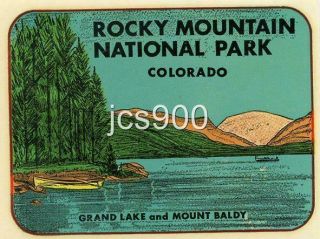 Vintage Travel Decal Rocky Mountain National Park Colorado Grand Lake Mt Baldy