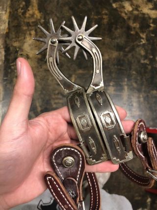 Unmarked Western Cowboy Spurs With Detailing Comes With Spur Straps Antique
