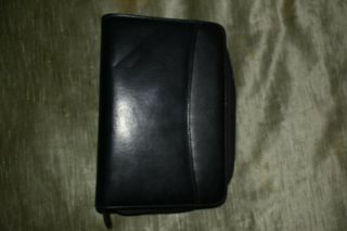 Vintage Black Leather Planner Organizer 5.  5 " X 8 " Three - Ring At - A - Glance