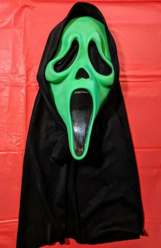 Vintage Easter Unlimited Green Ghost Face Scream Mask Euc