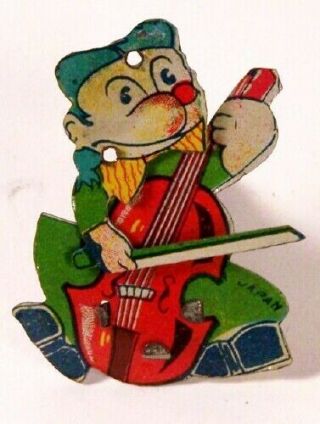 Vintage Pre War Japanese Tin Mechanical Clicker - Cello Player
