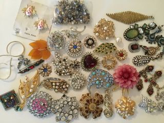 Brooches For Repair And/or Rhinestone Harvest - Ab,  Vintage,  Modern,  Stud Earring