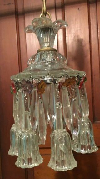Vintage Small Ceiling Light Fixture Glass And Crystal Chandelier Entryway
