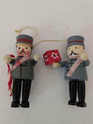 Vintage Hand Crafted Wood Soldiers Christmas Ornaments
