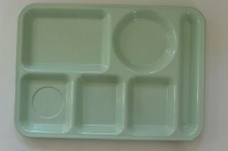 Vintage Divided Tray 2 School Cafeteria Silite 113 Green Melmac 2