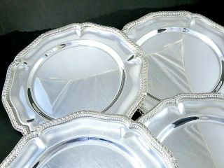 Vintage 1960s Bsc Birmingham Silver Co Set Of 4 Silverplate Chargers Gadroon Rim