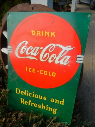 Vtg 1980s Drink Coca Cola Ice Cold Ice Cream Soda Shop Prop Sign