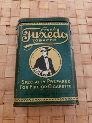Vintage Fresh Tuxedo Tobacco Tin For Pipe Or Cigarette