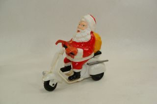 Marx Plastic Friction Christmas Toy Santa Rides Vespa Scooter Vintage