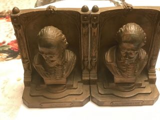 Antique Vintage Bradley & Hubbard B&h Shakespeare Cast Iron Bookends Book Ends