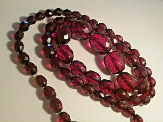 Antique Faceted Baltic Amber Bead Necklace - 57 Grams - Not Bakelite - No Dmg.