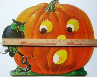 Large Vtg 1960 ' s Dennison Halloween Die Cut Owl Jack O ' Lantern JOL 16 