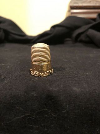 Antique 14 K Gold Sewing Thimble - Size 10 - Signed And Dated