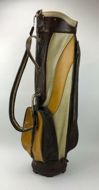 Vintage Ajay Golf Club Bag Retro Yellow Brown White Classic Caddy Colors