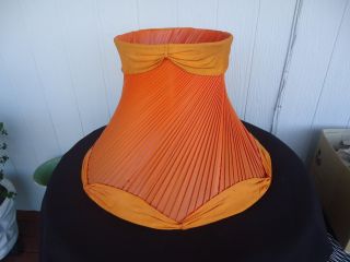 Vintage Retro Large Standard Lamp Shade Only Bright Orange Barsony Ribbon Type