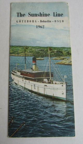 Old Vintage 1962 Sunshine Line - Ss Goteborg Steamship Brochure Oslo - Norway