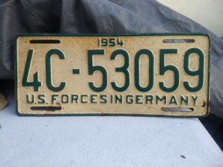 Vintage U.  S.  Forces In Germany License Plate Us Military 1954