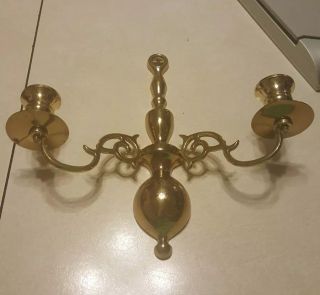 Vintage Solid Brass 2 Arm Wall Sconce Candle Holders Candelabra Loth