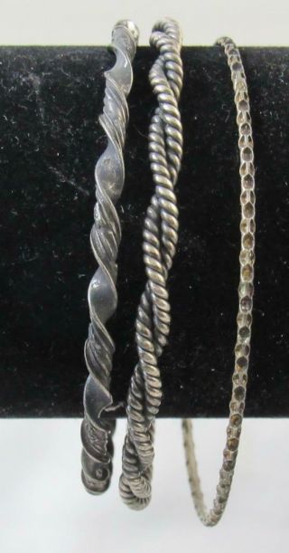 3 Vintage Sterling Silver Bangle Bracelets
