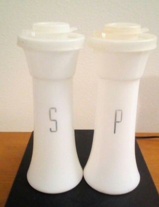 Vintage Tupperware Salt & Pepper 6 " Shakers Silver And White Hourglass Set