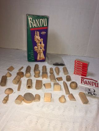1991 Bandu Solid Wood Stacking Game Milton Bradley Hardwood Vintage Replacement