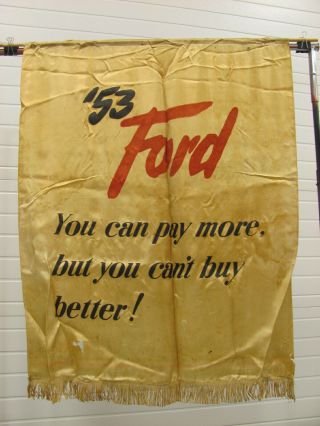 Vintage 1953 Ford Car Dealership Showroom Banner Sign Flag Old Antique
