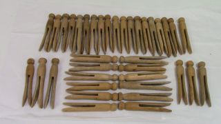 37 Vintage Round Head Wooden Cloths Pins For Holiday Crafts 3 3/4 " Long 2