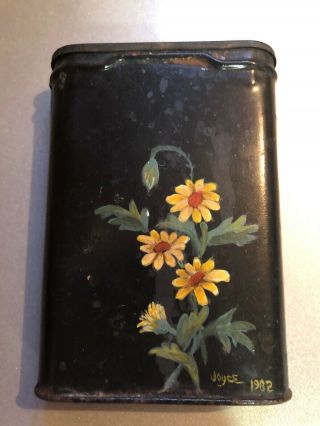 Vintage Prince Albert Tobacco Tin Customized Hand Painted With Flowers