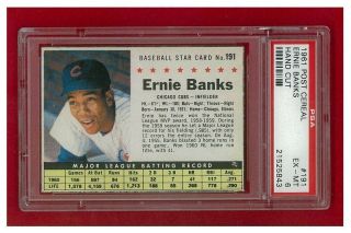 1961 Post Cereal 191 Ernie Banks Hand Cut Psa 6 Exmt 1 Of 4 Four Higher