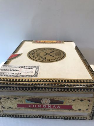 Vintage La Corona Wooden Cigar Box With 1955 Tax Stamp