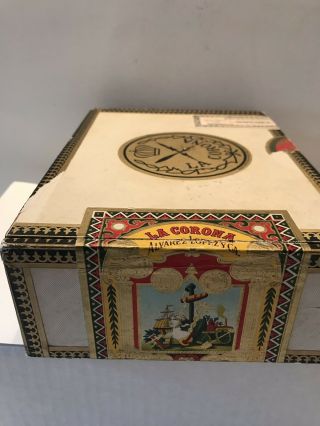 Vintage La Corona Wooden Cigar Box With 1955 Tax Stamp 2