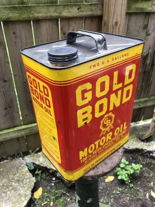 Antique Gold Bond Motor Oil Can Seitz Refining 2 Gallon - Syracuse York 2