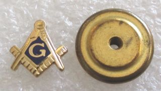 Vintage 14k Gold Mason Blue Lodge Tiny Lapel Pin - Freemason Masonic Screw Back