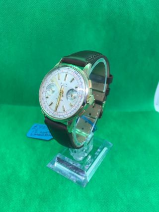 Vintage 9ct 9k solid 375 Gold mens Avia Chronograph Watch 3