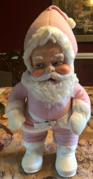 Antique Rushton Santa Claus - Rare Pink Suit 18 " Tall