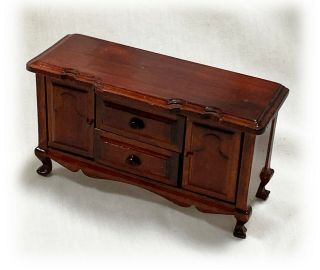 Vintage Dollhouse Miniature Queen Anne Wooden Sideboard Cabinet 3/4 Scale 1:16