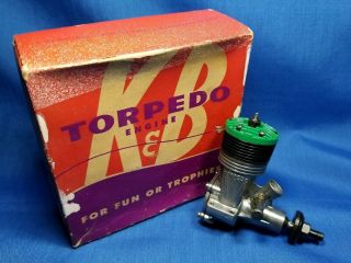 Vintage K&b Torpedo 35 Green Head Model Glow Cl/uc Engine W/ Box