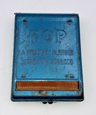 Vintage TOP Cigarette Roller Maker Case Blue Tobacco Tin 2
