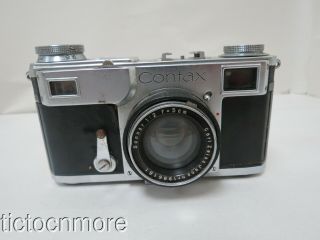 Vintage Zeiss Ikon Contax Camera W/ Carl Zeiss Jena Sonnar Lens 1:2 F= 5cm